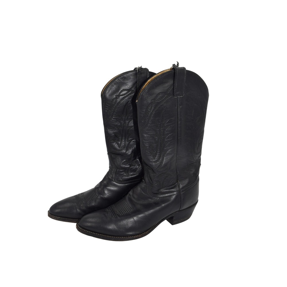 Tony Lama Western Cowboy Boots Mens Size 12 Black Pampas Leather‎ Style 2993